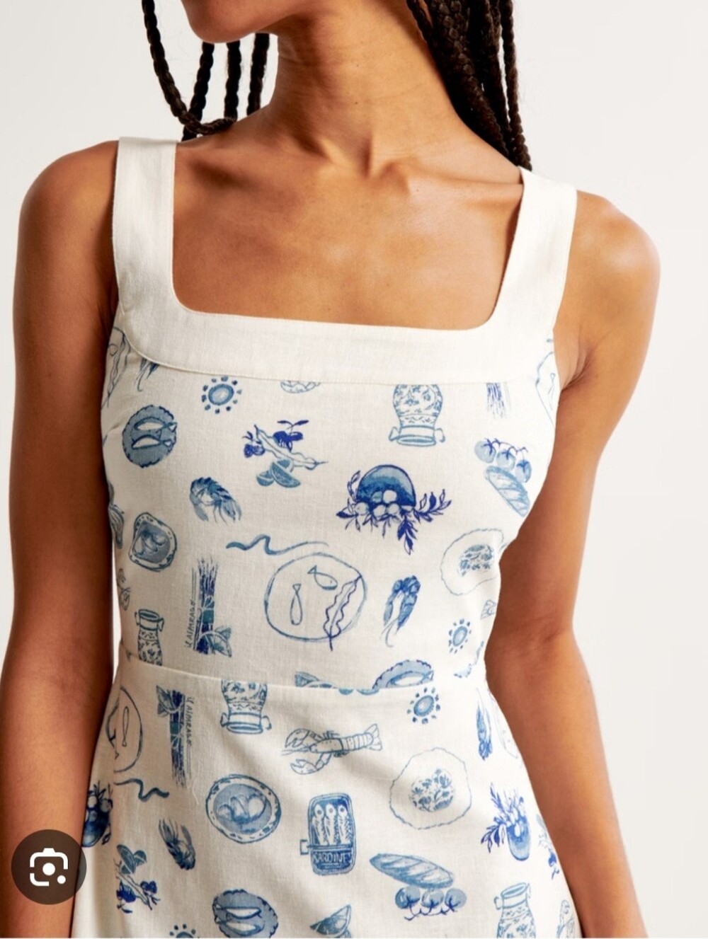 Abercrombie & Fitch Linen Lined Coastal Lobster Sea Mini Blue White Dress XLP - Picture 2 of 11